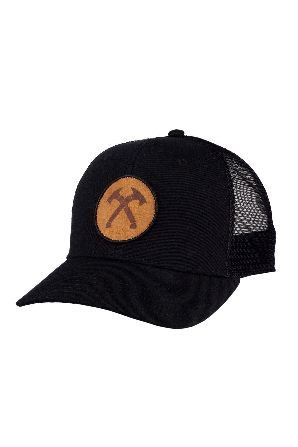 Crossed Hawks Patch Solid Black Trucker