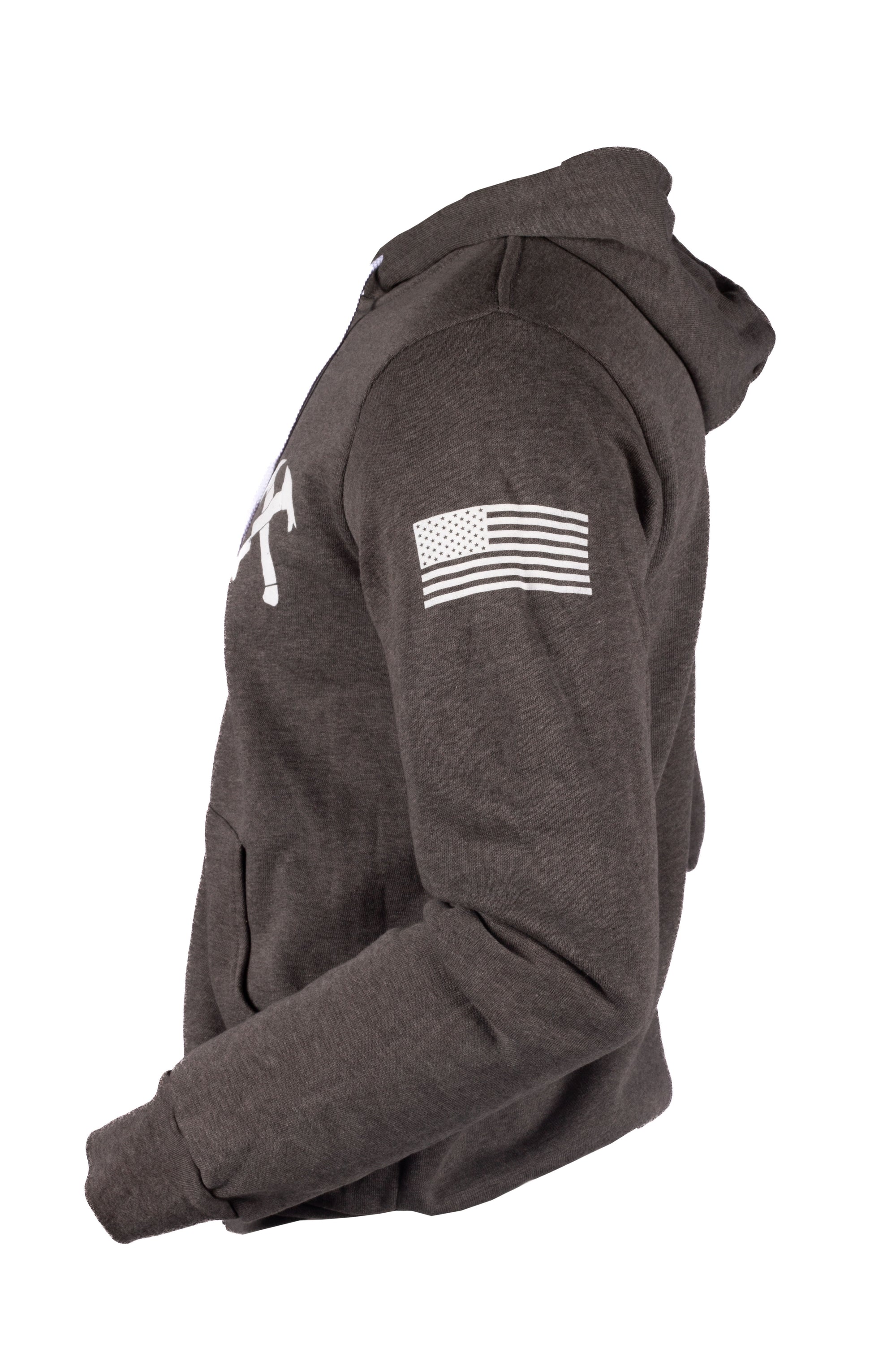 Gray Crossed Hawks Zip up Hoodie