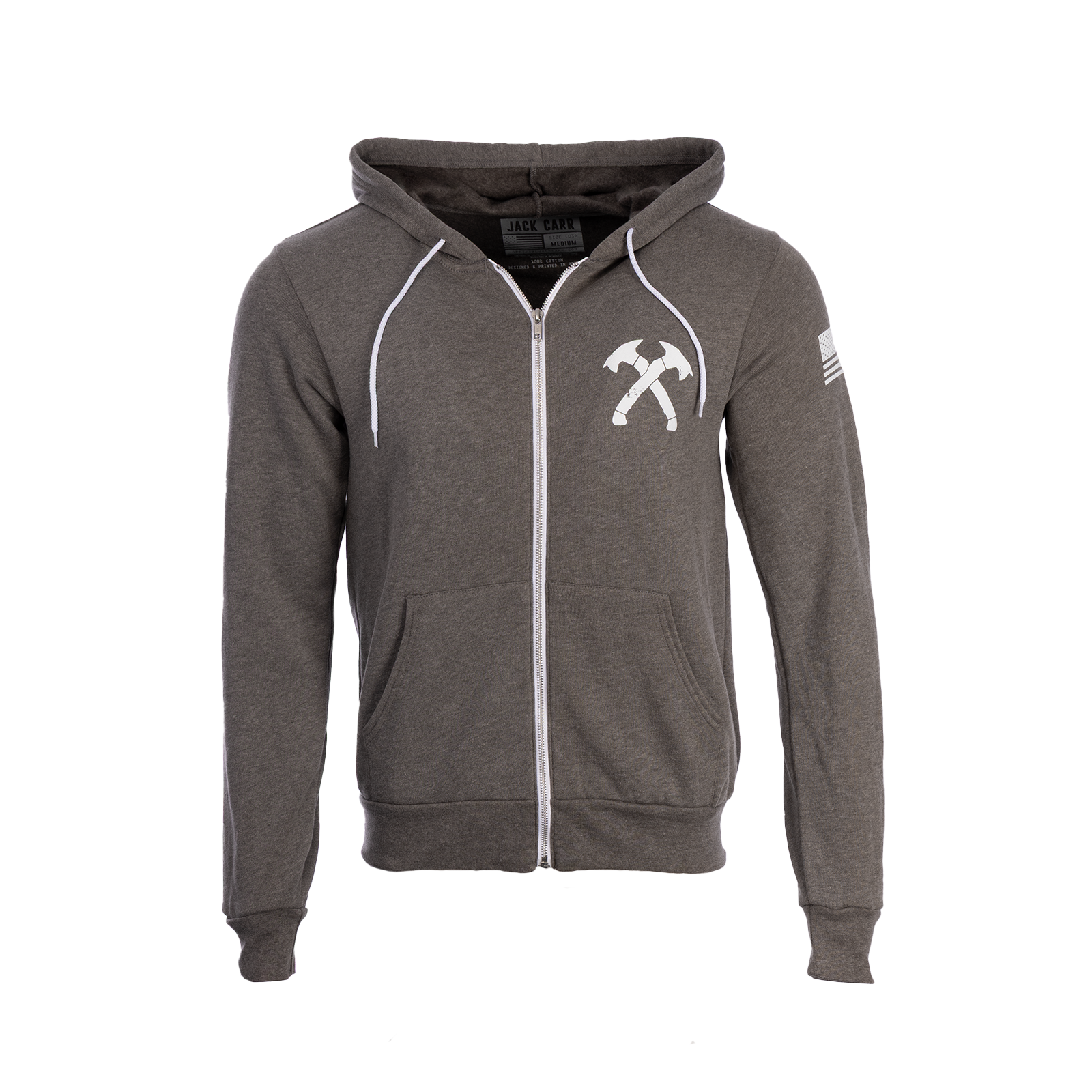 Gray Crossed Hawks Zip up Hoodie