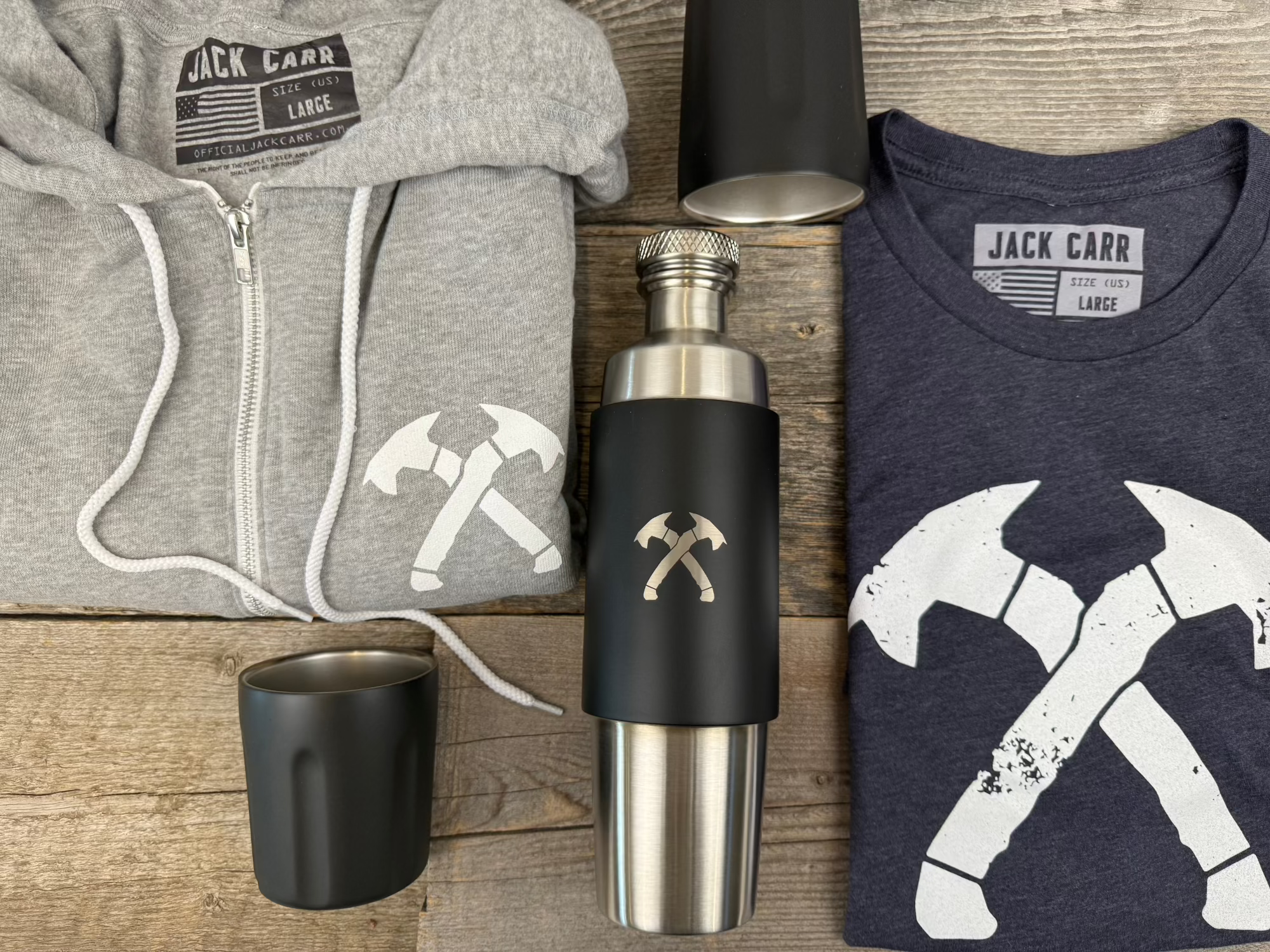 Heather Gray Crossed Hawks Zip up Hoodie