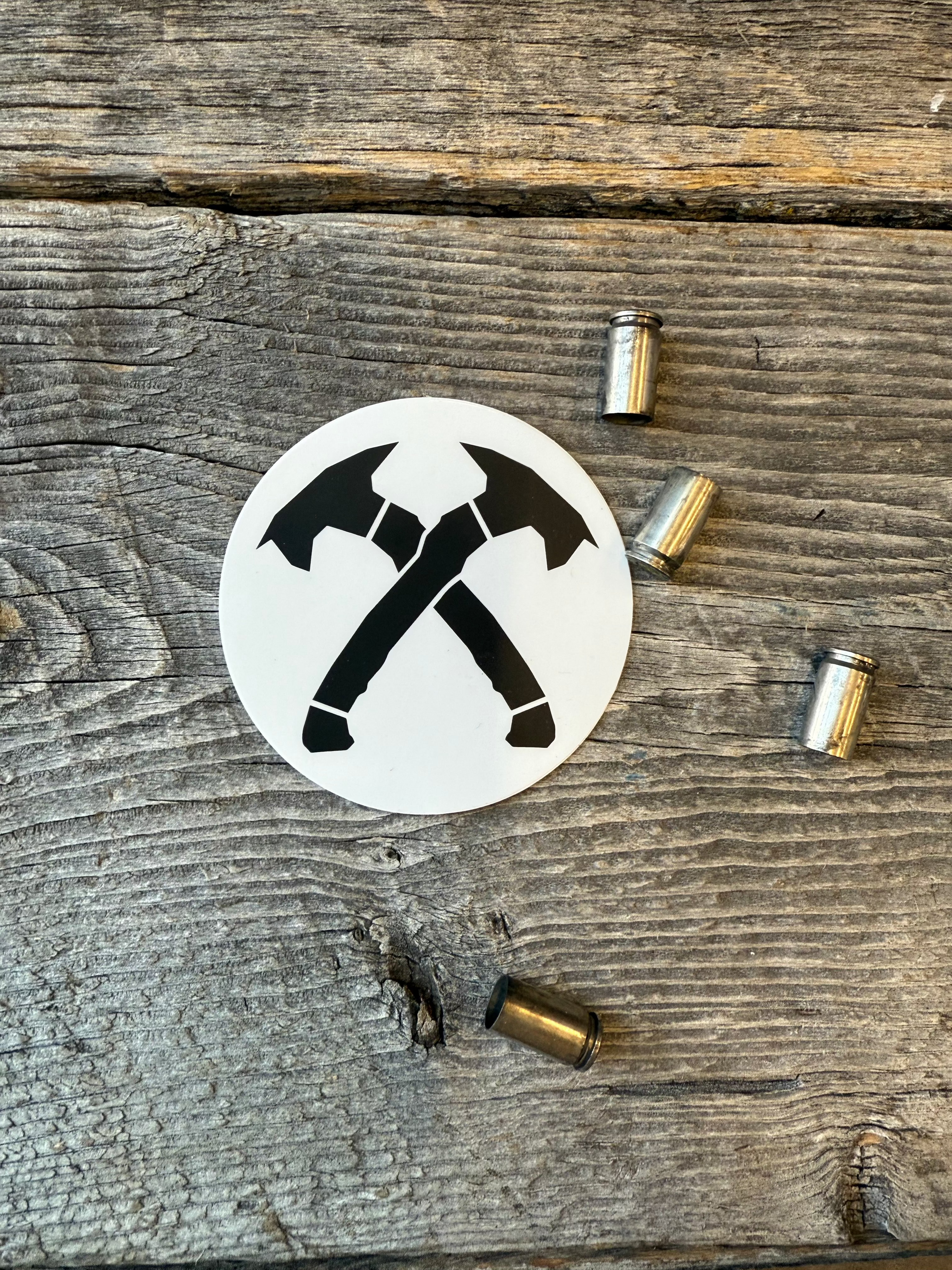 Round Black and White Crossed Hawks Sticker