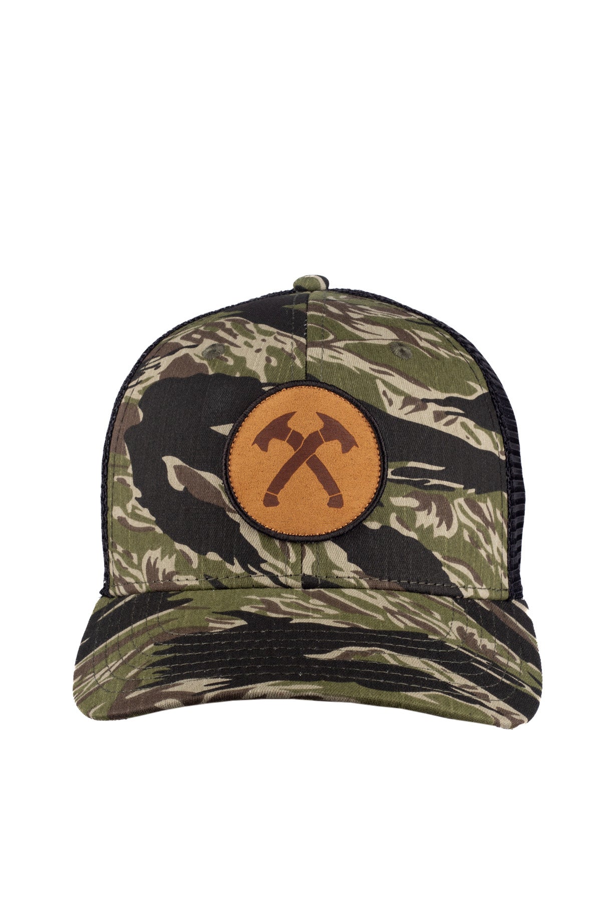 Tiger Camo Crossed Hawks Patch Trucker Hat