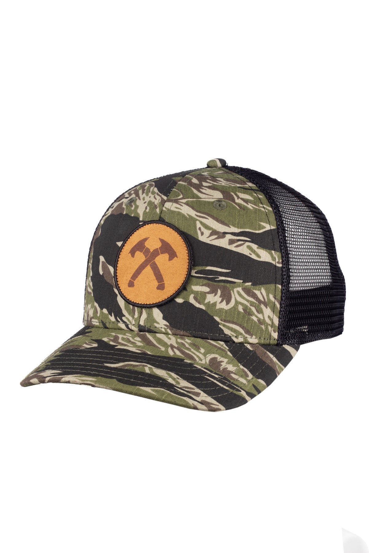 Tiger Camo Crossed Hawks Patch Trucker Hat