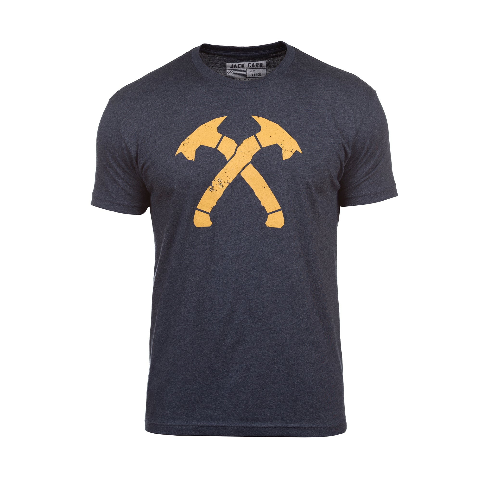 Navy Blue and Gold Distressed Crossed Hawks Tee