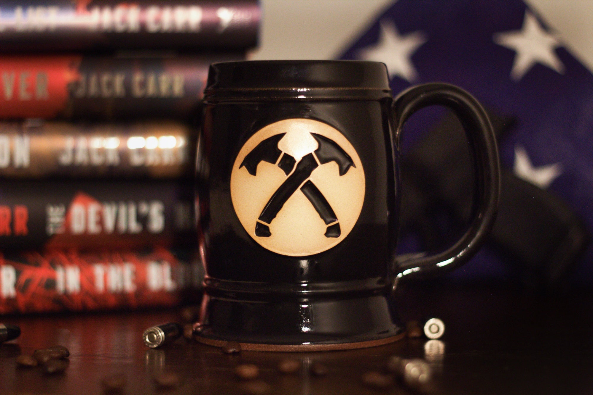 Double Barrel Stein Crossed Hawks Mug