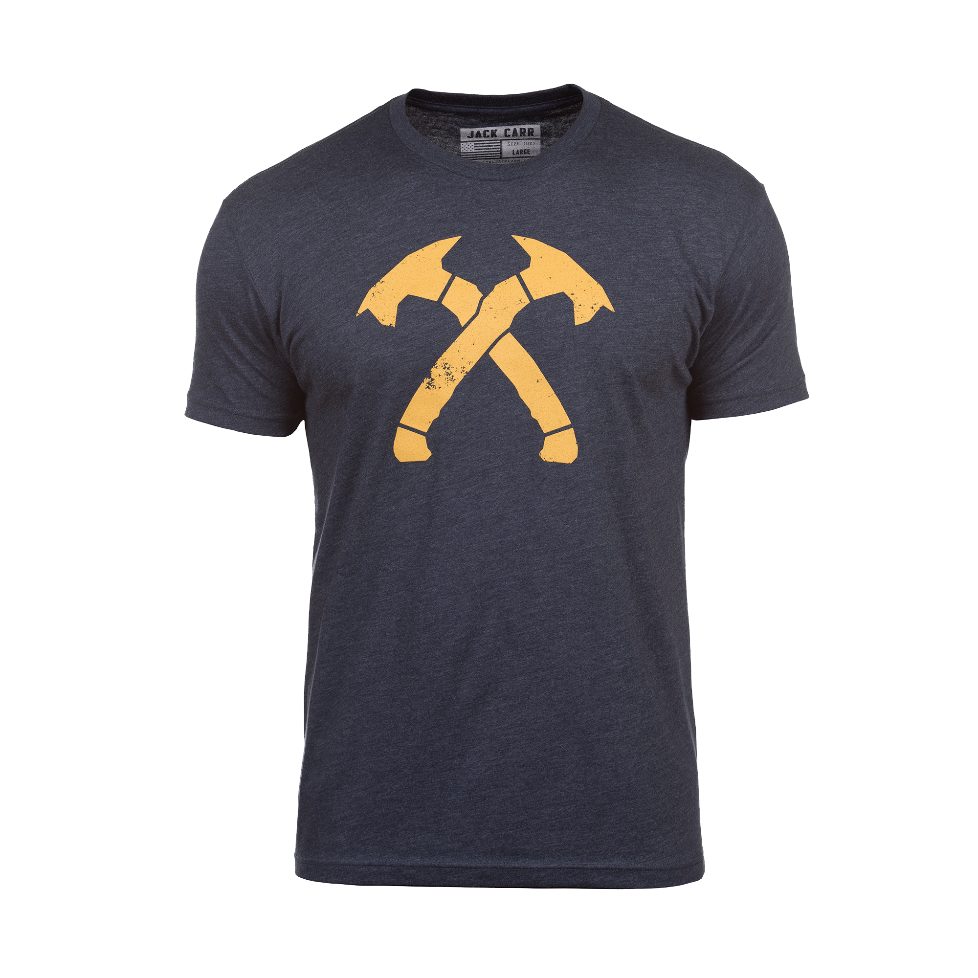 Navy Blue and Gold Distressed Crossed Hawks Tee