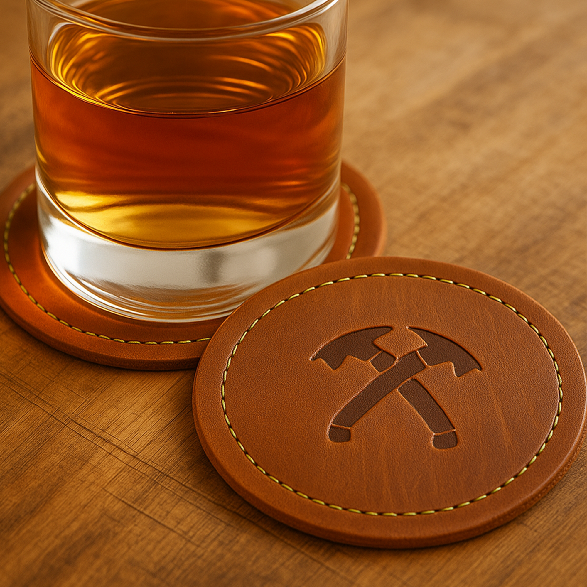 Leather Crossed Tomahawks Coasters (Set of 2)