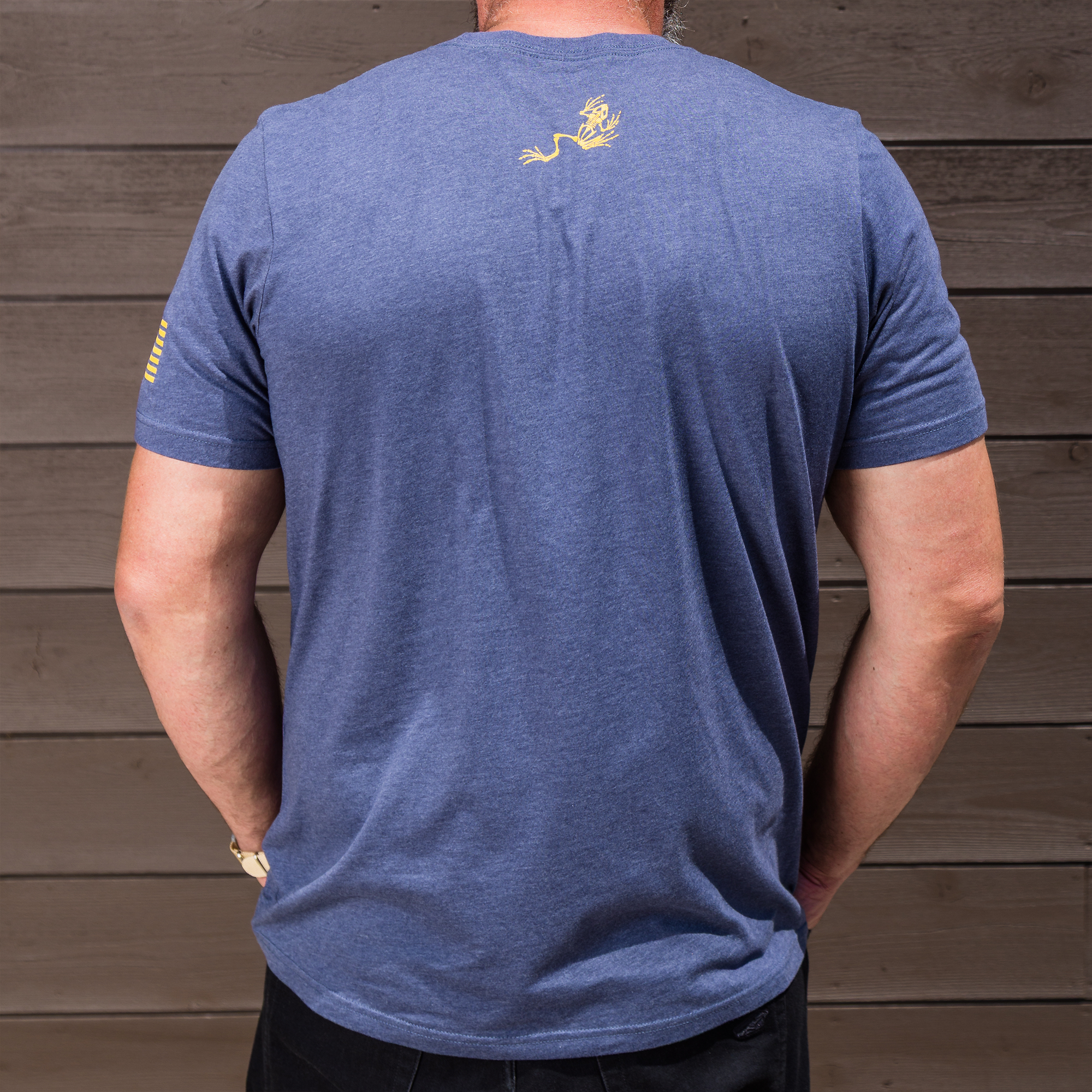 Navy Blue and Gold Distressed Crossed Hawks Tee