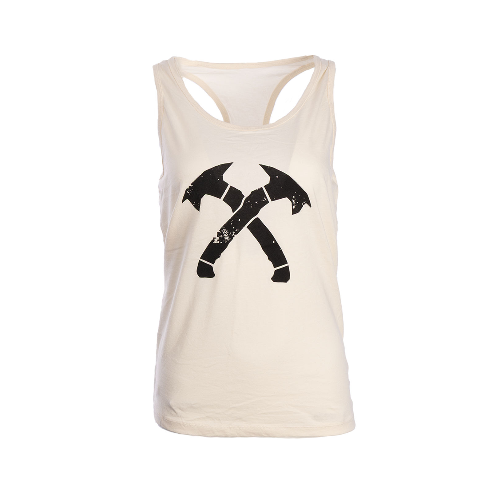 Womens Natural Racerback Crossed Hawks Tank