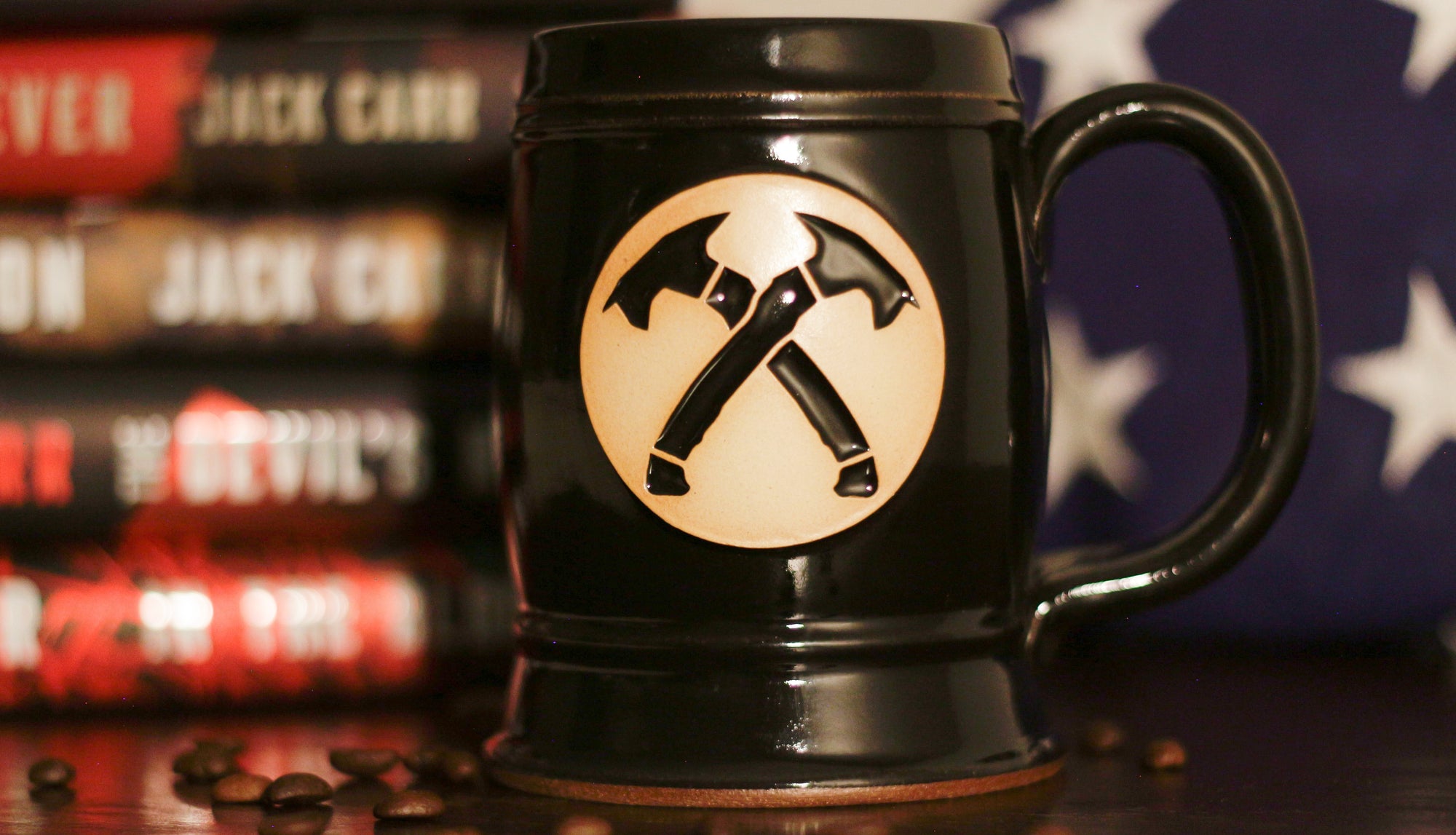 Double Barrel Stein Crossed Hawks Mug